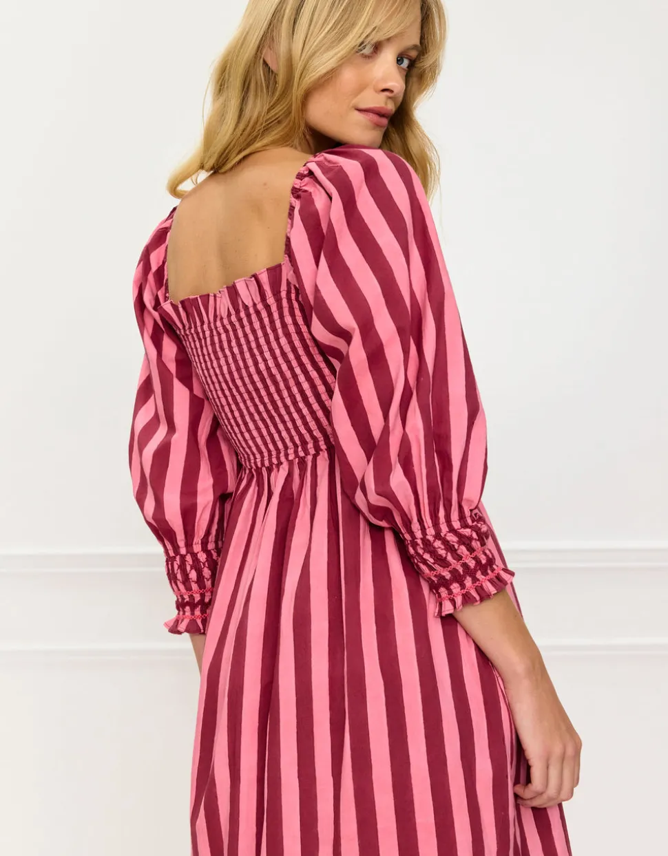 Burgundy Stripe Florence Dress