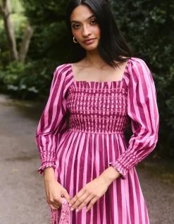 Burgundy Stripe Florence Dress