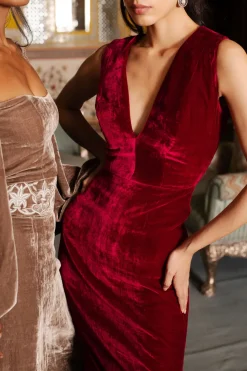 Burgundy Velvet Dress