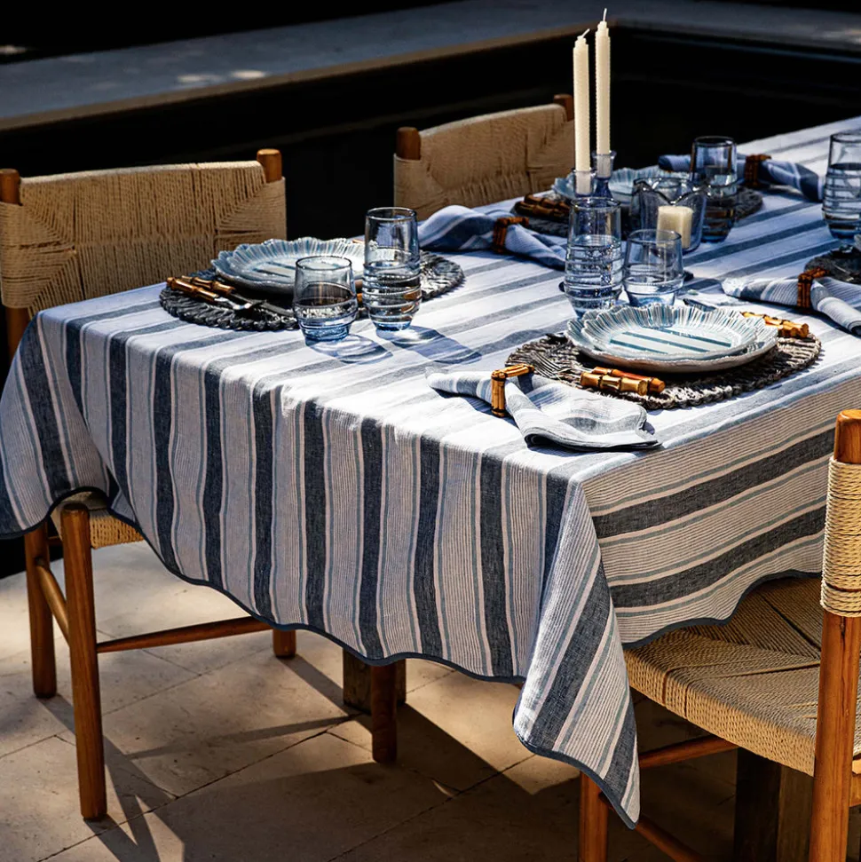 Cabana Stripe 60" x 120" Tablecloth in Ocean