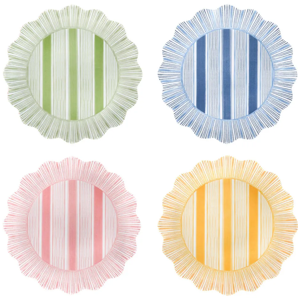 Cabana Stripe Melamine Dessert/Salad Plate Assorted, Set of 4 in Multi