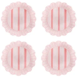 Cabana Stripe Melamine Dessert/Salad Plate, Set of 4 in Coral