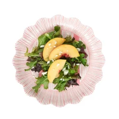 Cabana Stripe Melamine Dessert/Salad Plate, Set of 4 in Coral