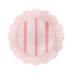 Cabana Stripe Melamine Dessert/Salad Plate, Set of 4 in Coral