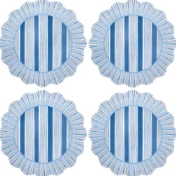 Cabana Stripe Melamine Dinner Plate, Set of 4 in Ocean