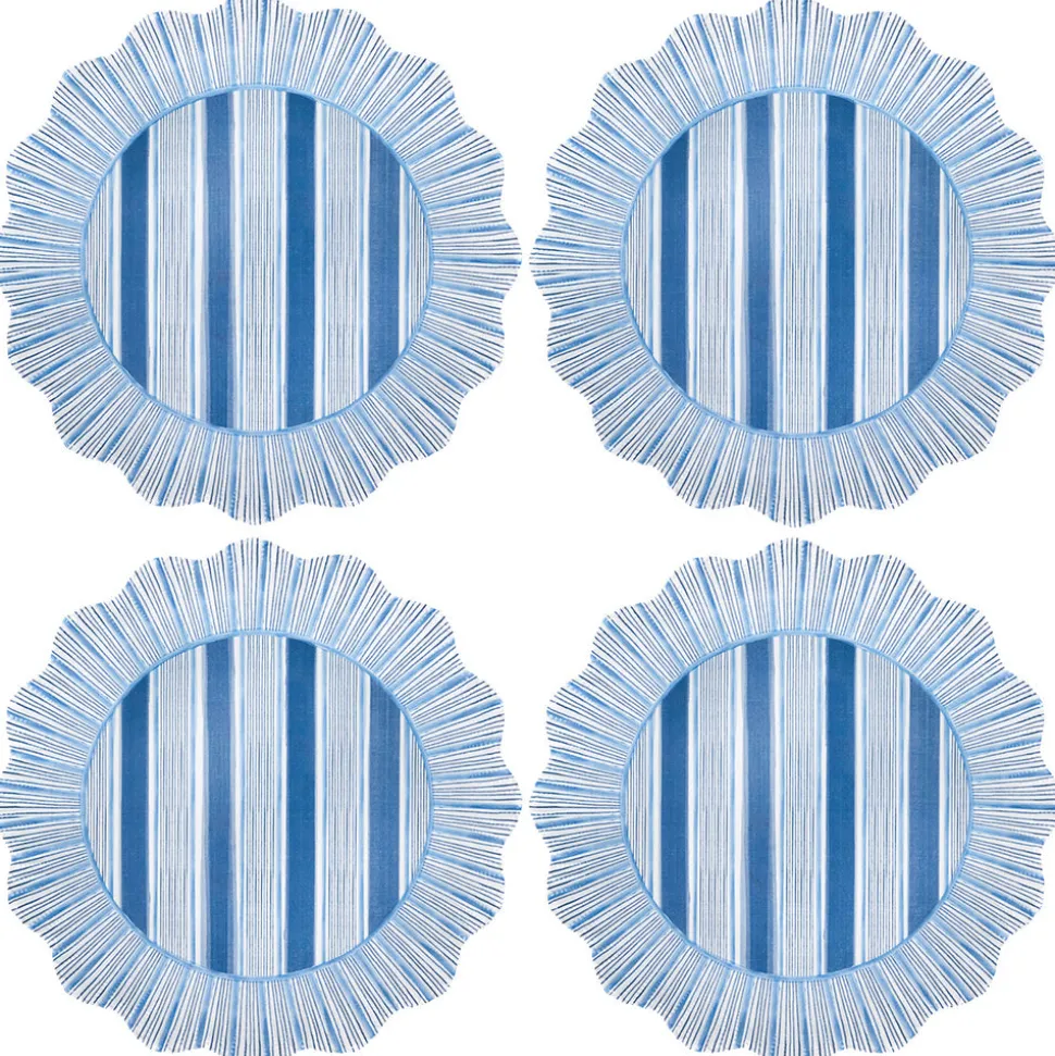 Cabana Stripe Melamine Dinner Plate, Set of 4 in Ocean
