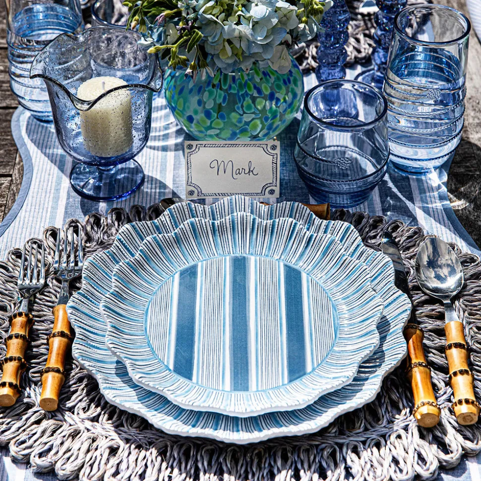 Cabana Stripe Melamine Dinner Plate, Set of 4 in Ocean