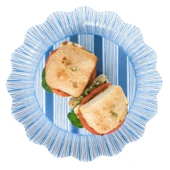 Cabana Stripe Melamine Dinner Plate, Set of 4 in Ocean