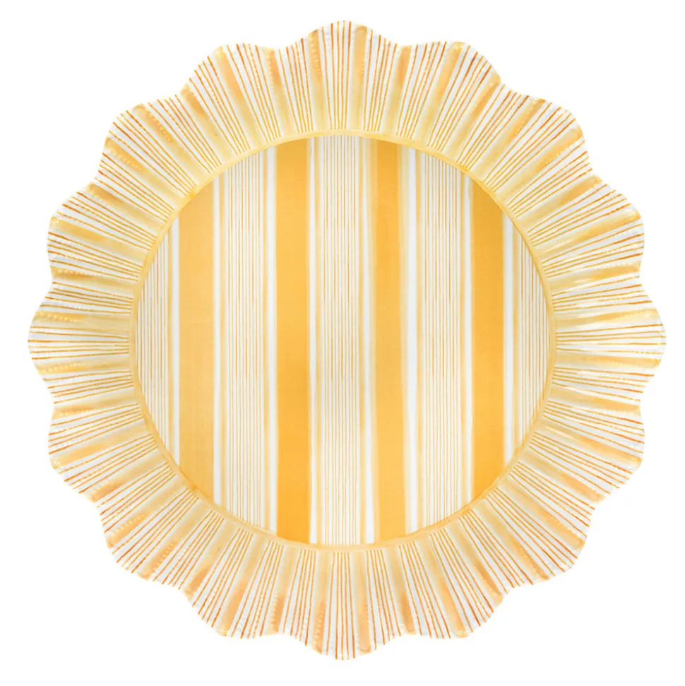 Cabana Stripe Melamine Dinner Plate, Set of 4 in Sunshine