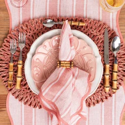 Cabana Stripe Napkin, Set of 4 in Coral