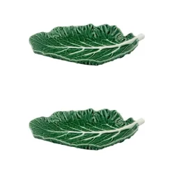 Cabbage Leaf 28" in Green, Set of 2
