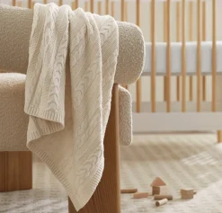 Cable Knit Baby Blanket in Natural