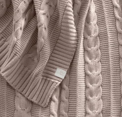 Cable Knit Baby Blanket in Dusty Rose