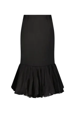 Cady Skirt with Organza Flounce Hem in Black