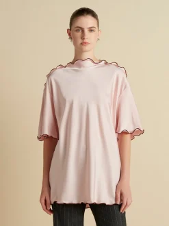 Cady T-Shirt with Scalloped Edge in Camellia