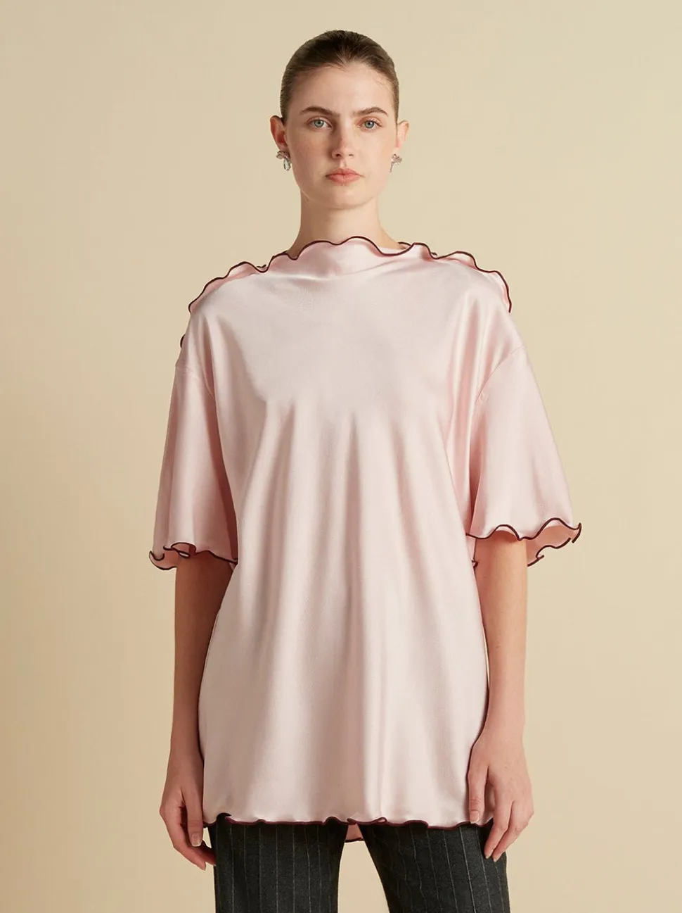 Cady T-Shirt with Scalloped Edge in Camellia
