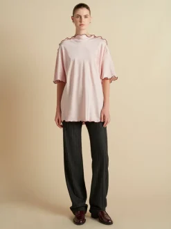 Cady T-Shirt with Scalloped Edge in Camellia