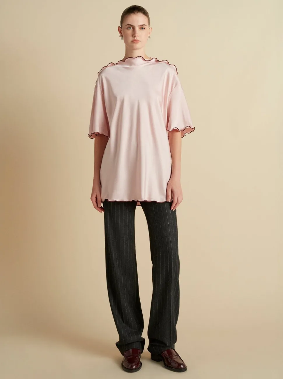Cady T-Shirt with Scalloped Edge in Camellia