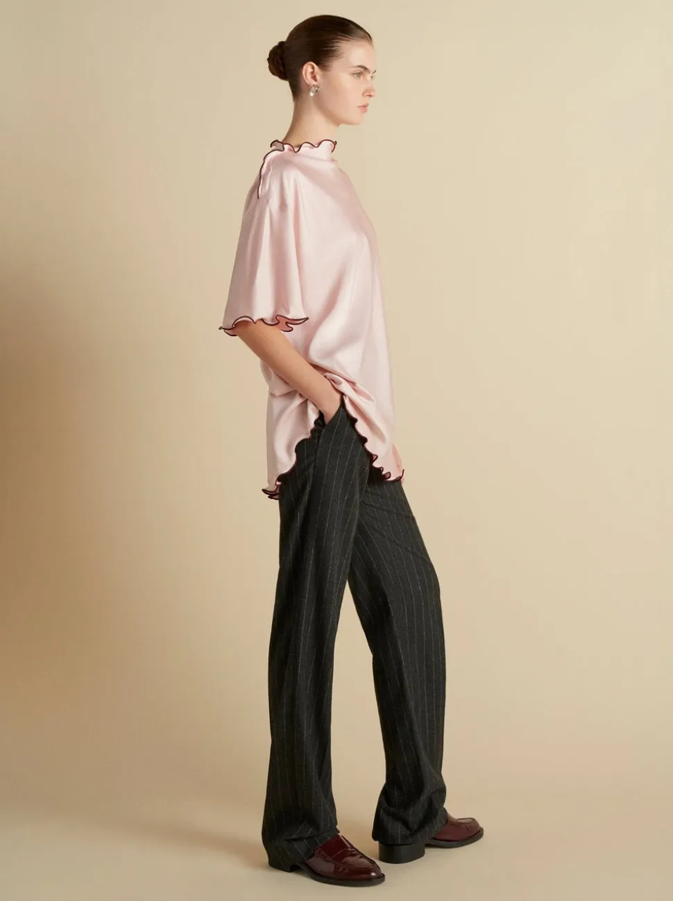 Cady T-Shirt with Scalloped Edge in Camellia