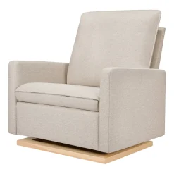 Cali Pillowback Chair and a Half Glider in Eco-Performance Fabric | Water Repellent & Stain Resistant in Performance Beach Eco-Weave with Light Wood Base