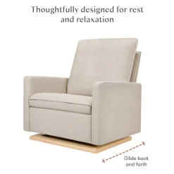 Cali Pillowback Chair and a Half Glider in Eco-Performance Fabric | Water Repellent & Stain Resistant in Performance Beach Eco-Weave with Light Wood Base