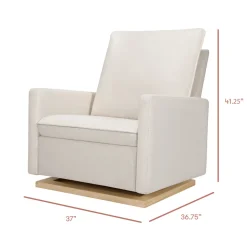 Cali Pillowback Chair and a Half Glider in Eco-Performance Fabric | Water Repellent & Stain Resistant in Performance Cream Eco-Weave with Light Wood Base