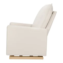 Cali Pillowback Chair and a Half Glider in Eco-Performance Fabric | Water Repellent & Stain Resistant in Performance Cream Eco-Weave with Light Wood Base