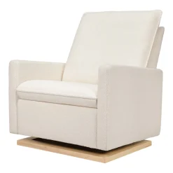 Cali Pillowback Chair and a Half Glider in Fleece in Chantilly Fleece with Light Wood Base