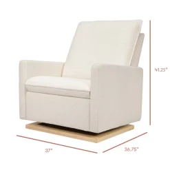 Cali Pillowback Chair and a Half Glider in Fleece in Chantilly Fleece with Light Wood Base