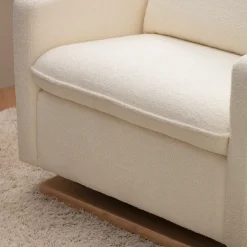 Cali Pillowback Chair and a Half Glider in Fleece in Chantilly Fleece with Light Wood Base