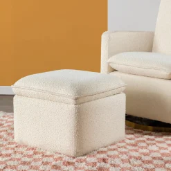 Cali Storage Ottoman in Boucle in Ivory Boucle