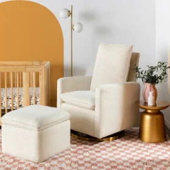 Cali Storage Ottoman in Boucle in Ivory Boucle