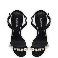 Calypso Sandal In Black Fabric and Crystals