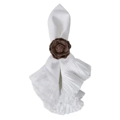 Camellia Napkin Ring in Brown, Set of 4