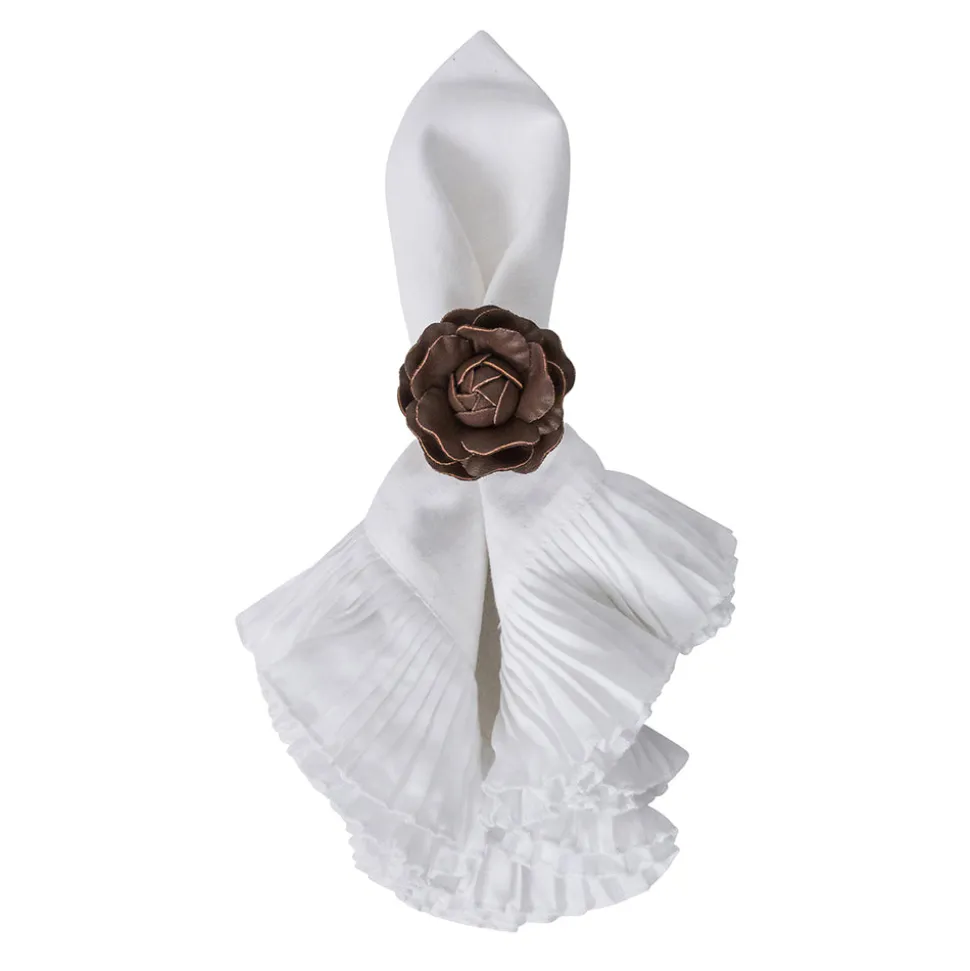 Camellia Napkin Ring in Brown, Set of 4