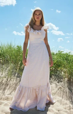 Camille Dress in Tan Gingham