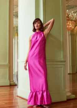 Camille Gown in Hot Pink Dupioni