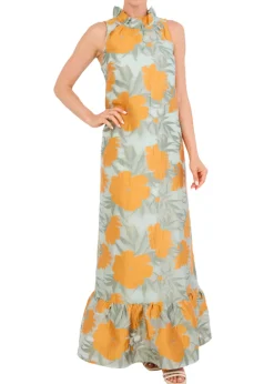 Camille Gown in Mint Pansy Vine Organza