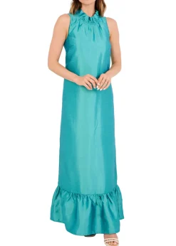 Camille Gown in Teal Dupioni