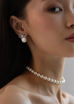 Candace Earrings in Crystal Pearl