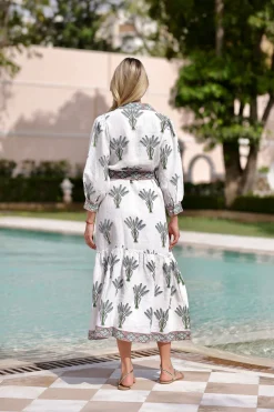 Capri Maxi Dress in Blue Palm