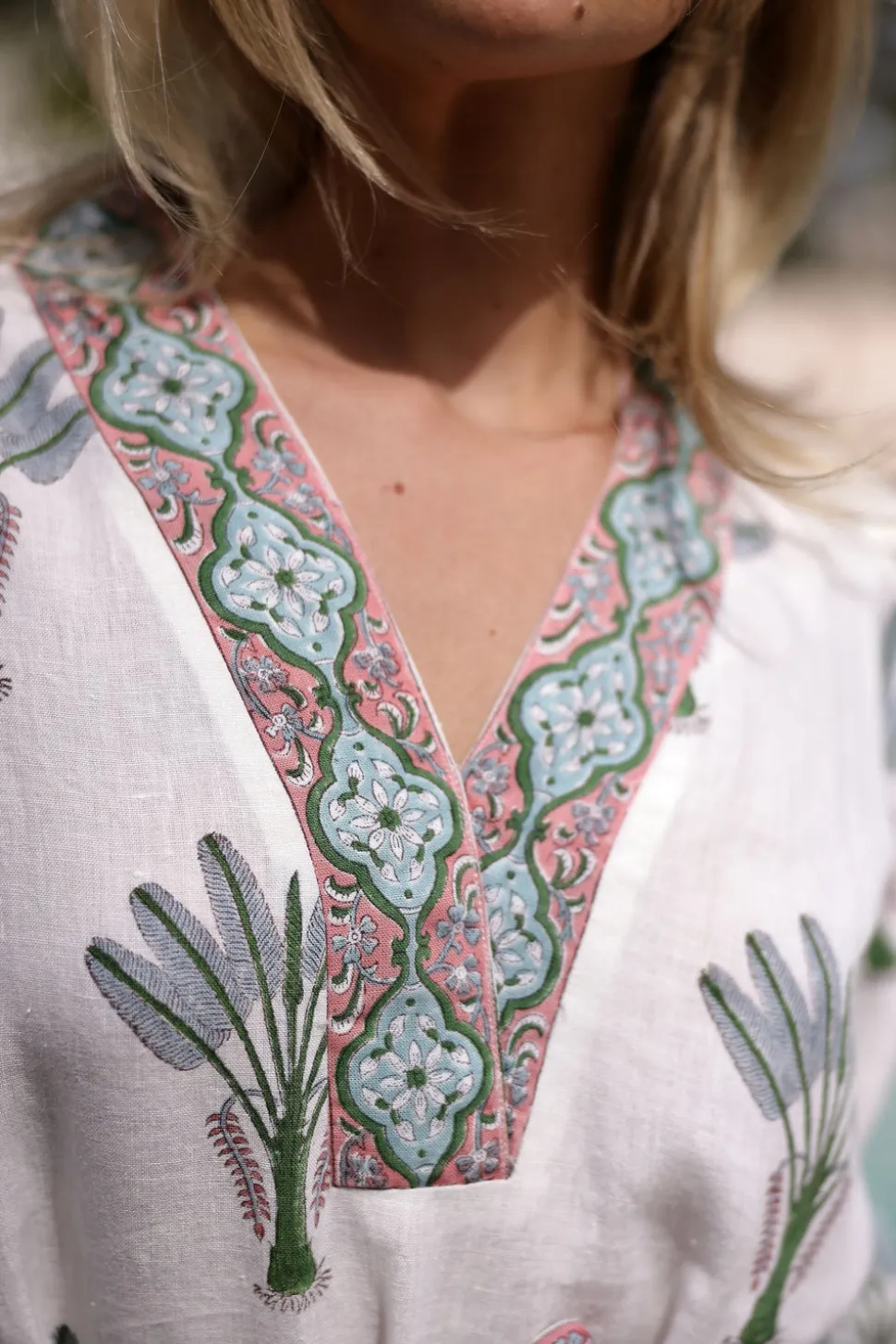 Capri Maxi Dress in Blue Palm
