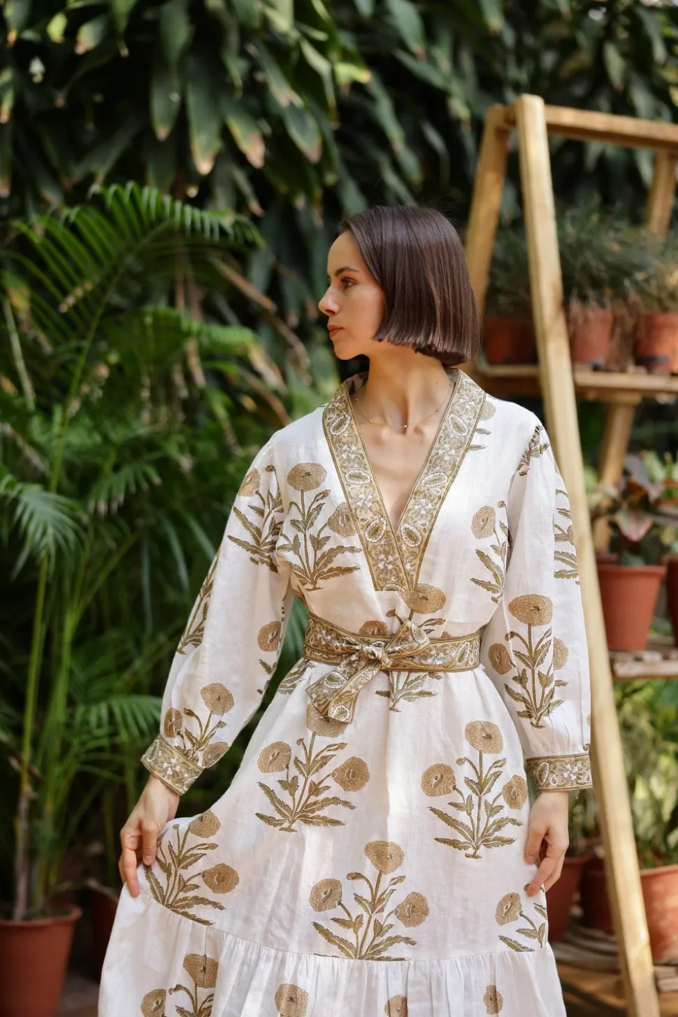 Capri Maxi Dress in Khaki Flower