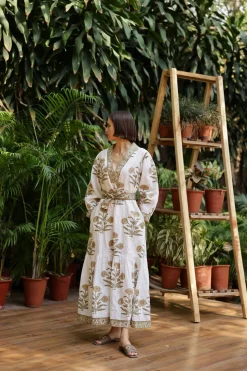 Capri Maxi Dress in Khaki Flower