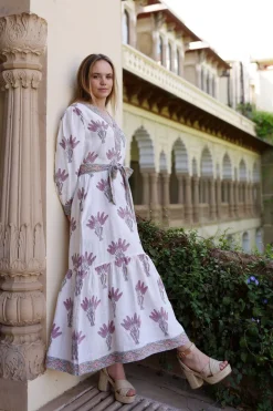 Capri Maxi Dress in Pink Palm