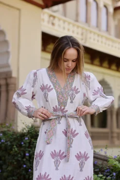 Capri Maxi Dress in Pink Palm