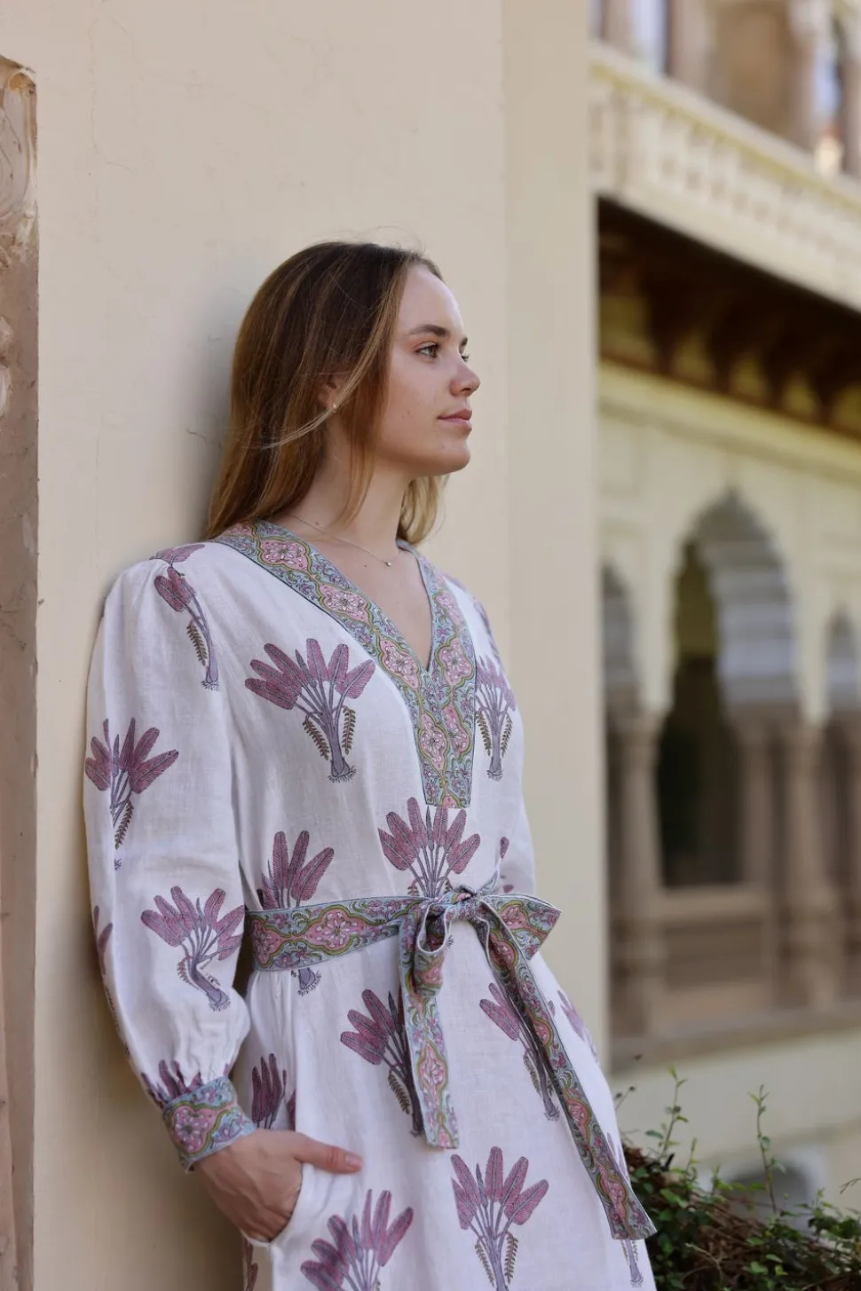 Capri Maxi Dress in Pink Palm