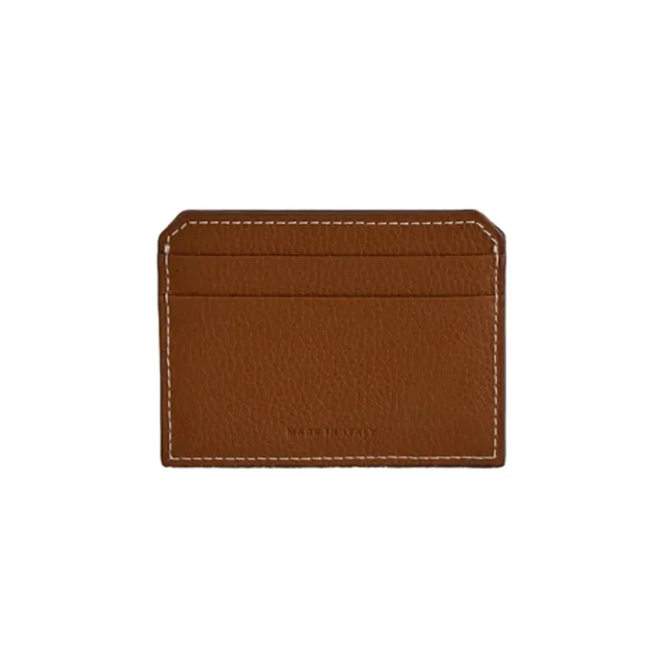 Card Case in Tumbled Grain Acorn