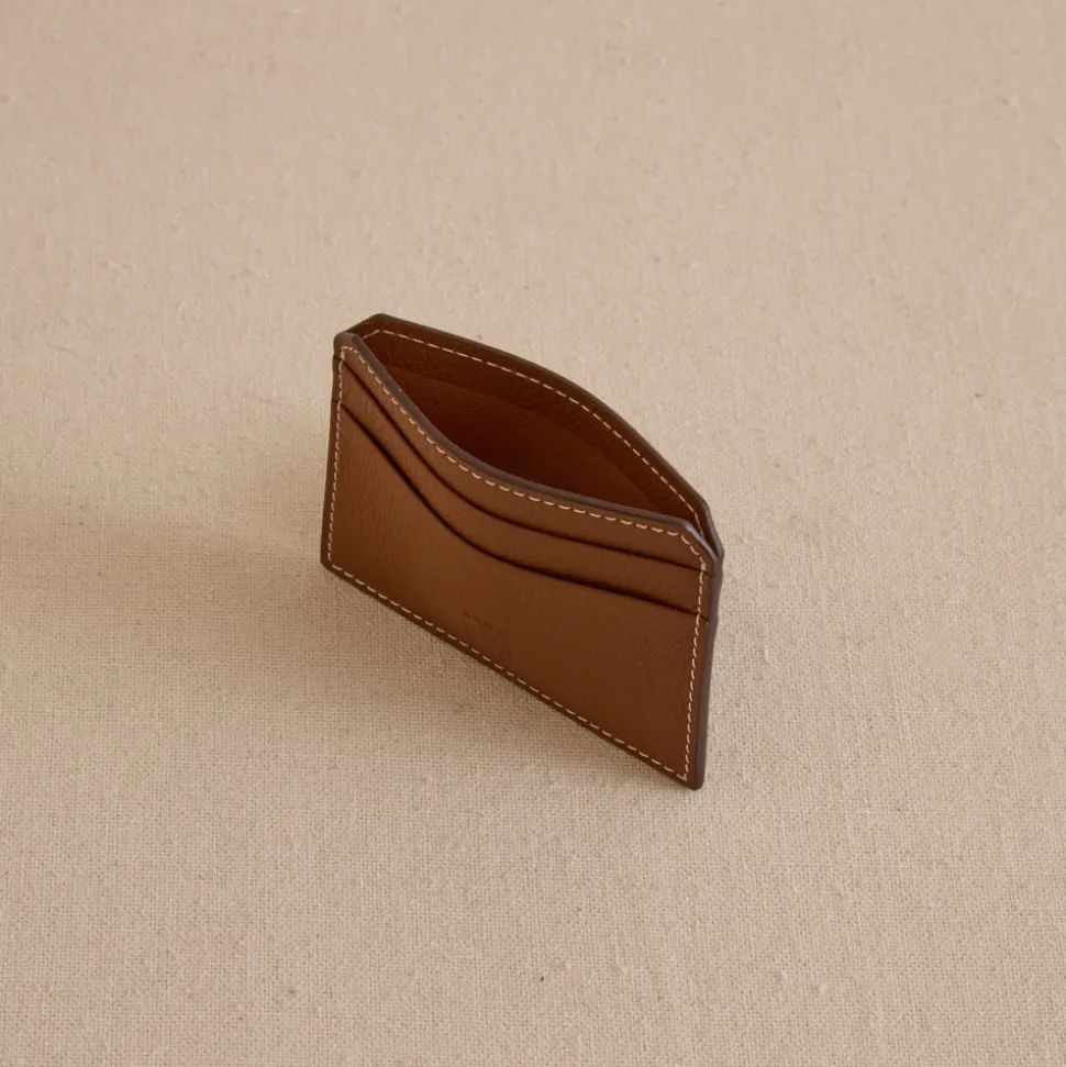 Card Case in Tumbled Grain Acorn