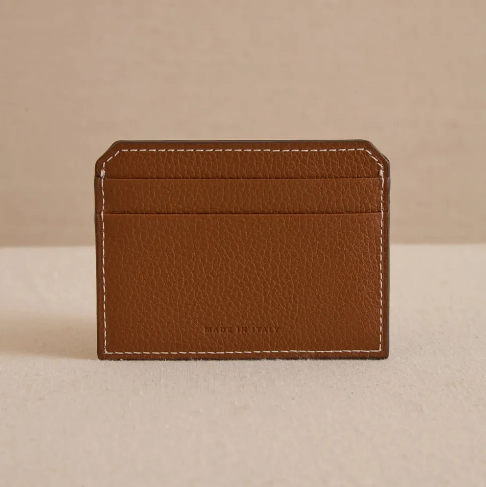 Card Case in Tumbled Grain Acorn